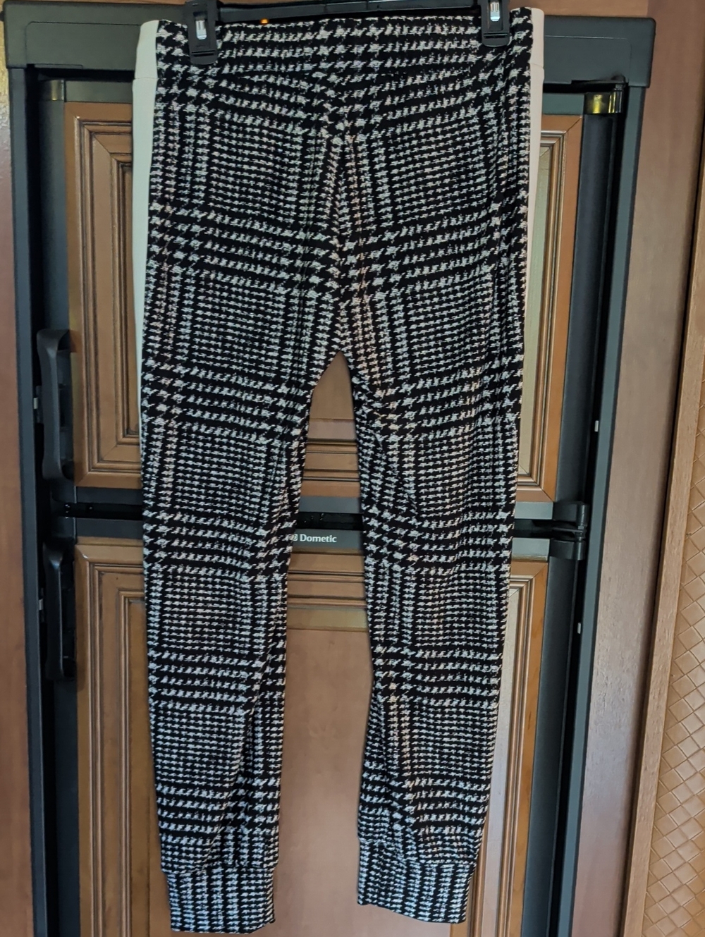 Norma Kamali Black and White Houndstooth Track Trousers - Picture 3 of 6